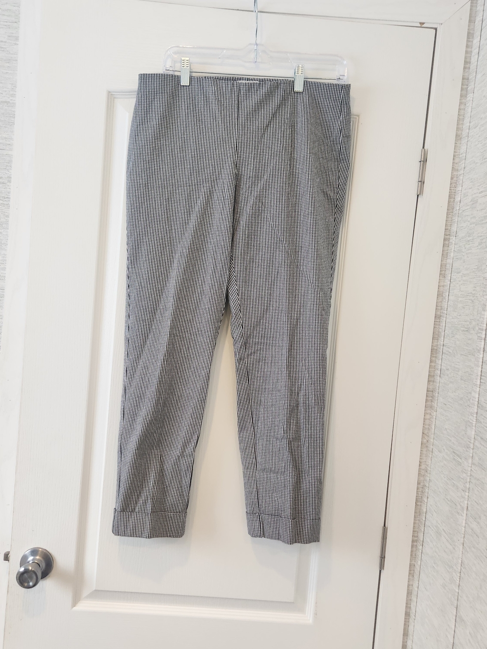 J. Jill Black and White Houndstooth Slim Trousers L Euc